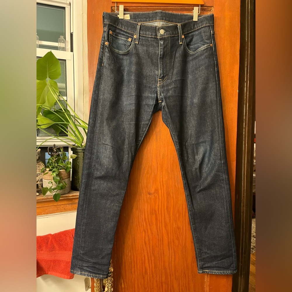 Levi Strauss 512 Big E Denim Men's Dark Wash Jeans Pants Size 33 X 29 1/2